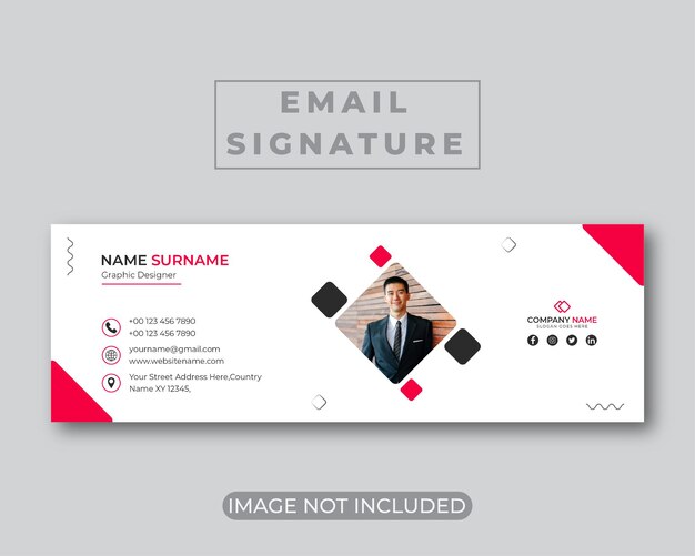 Plantilla de firma de correo electrónico creativa o pie de página personal y diseño de portada de redes sociales