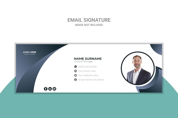plantilla de firma de correo electrónico con diseño o plantilla de redes sociales
