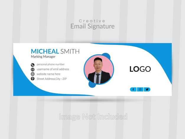 plantilla de firma de correo electrónico o pie de página de correo electrónico y diseño de portada personal de redes sociales vector premium