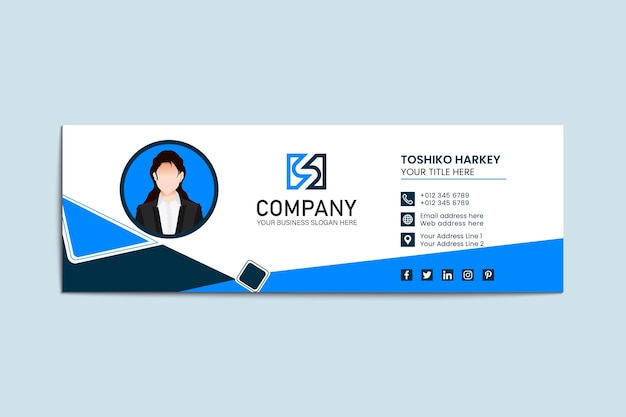 Plantilla de firma de correo electrónico profesional azul empresarial