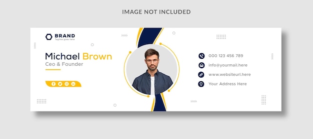 Plantilla de firma de correo electrónico profesional de negocios o pie de página de correo electrónico y portada personal de redes sociales