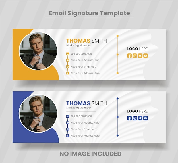 Plantilla de firma de correo electrónico vectorial o pie de página de correo electrónico y diseño de portada de redes sociales personales