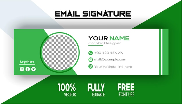 Plantilla de firmas de correo electrónico colorida Diseño vectorial Pie de página de correo electrónico y portada personal de redes sociales