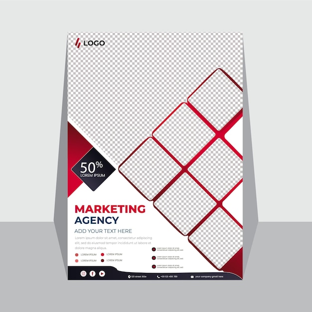 Plantilla de flayer rojo hexagonal corporativo