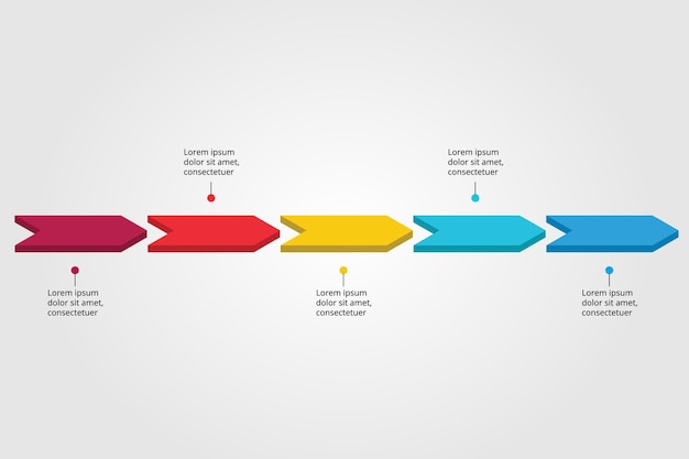 Plantilla de flecha de línea para infografía para presentación de 5 elementos