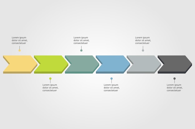 Plantilla de flecha de línea para infografía para presentación de 6 elementos