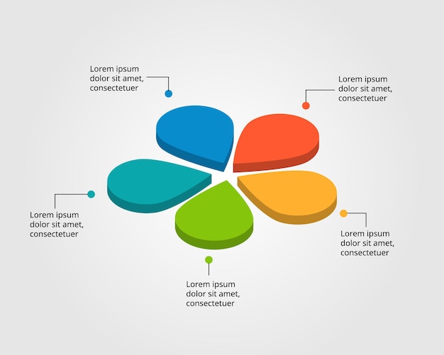 Plantilla de flor para infografía para presentación de 5 elementos