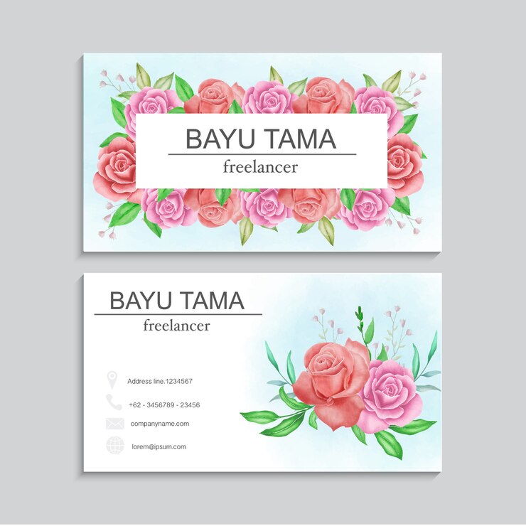 Plantilla floral moderna de las tarjetas de visita de la acuarela