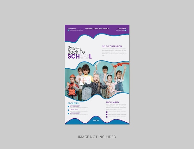 Plantilla de folleto de admisión Niños de vuelta a la escuela folleto de educación