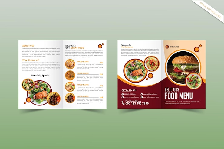 Vector plantilla de folleto alimentario en vector