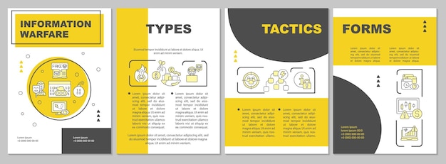 Vector plantilla de folleto amarillo de directriz de guerra de información