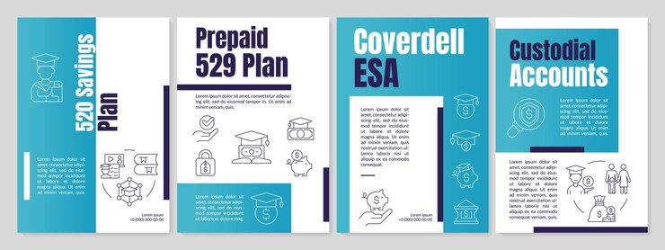 Vector plantilla de folleto azul de ahorro de dinero para la universidad