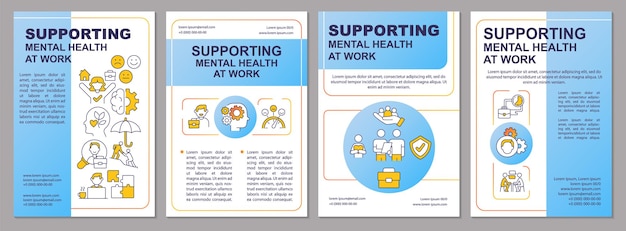 Plantilla de folleto azul de atención de salud mental en el lugar de trabajo