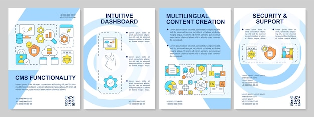 Plantilla de folleto azul de características de CMS