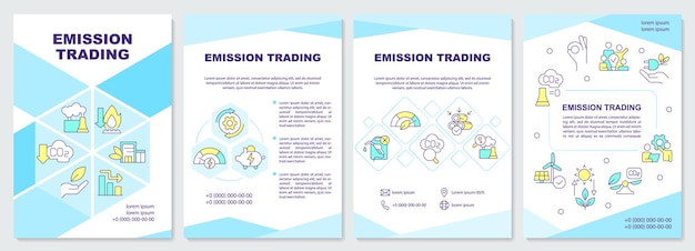 Plantilla de folleto azul de comercio de emisiones