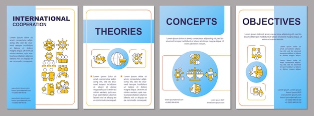 Plantilla de folleto azul de cooperación internacional