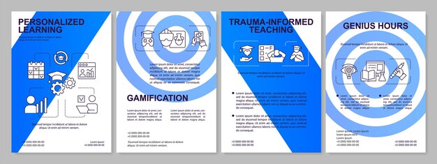 Plantilla de folleto azul de tipos y técnicas de educación