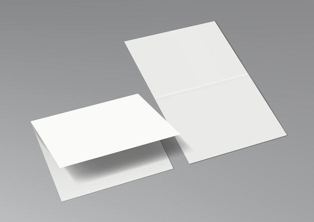 Plantilla de folleto blanco en blanco en dos mitades 3D