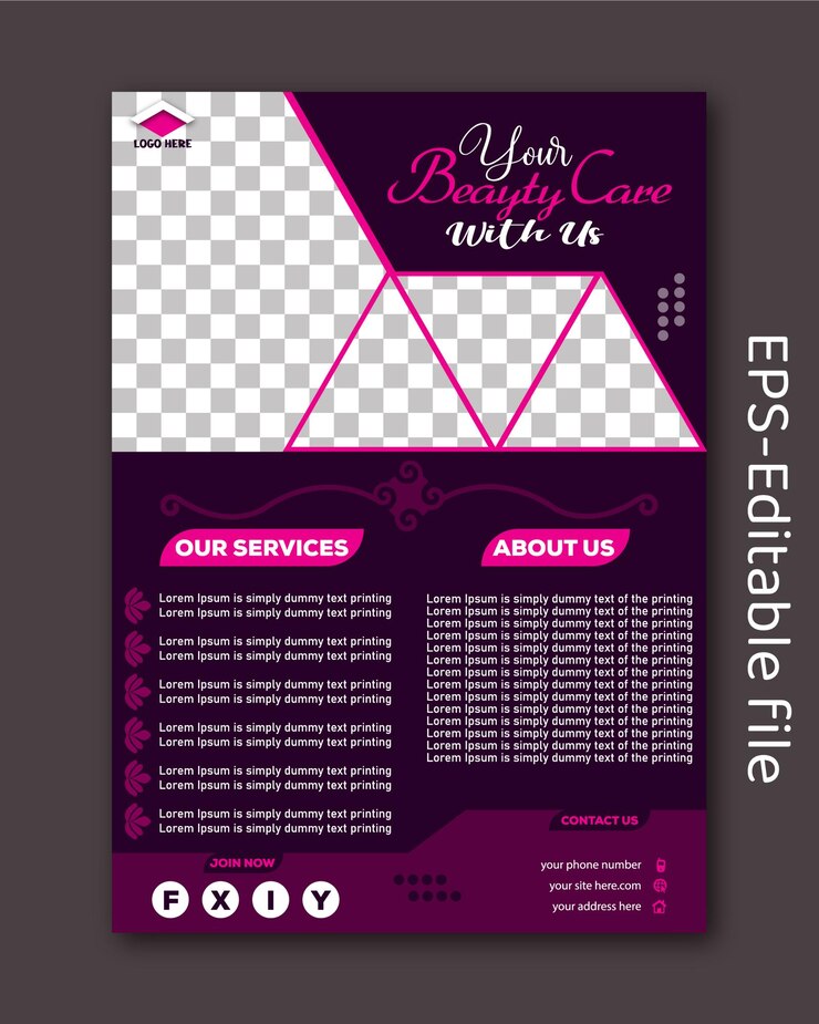 Vector plantilla de folleto de carrera de belleza