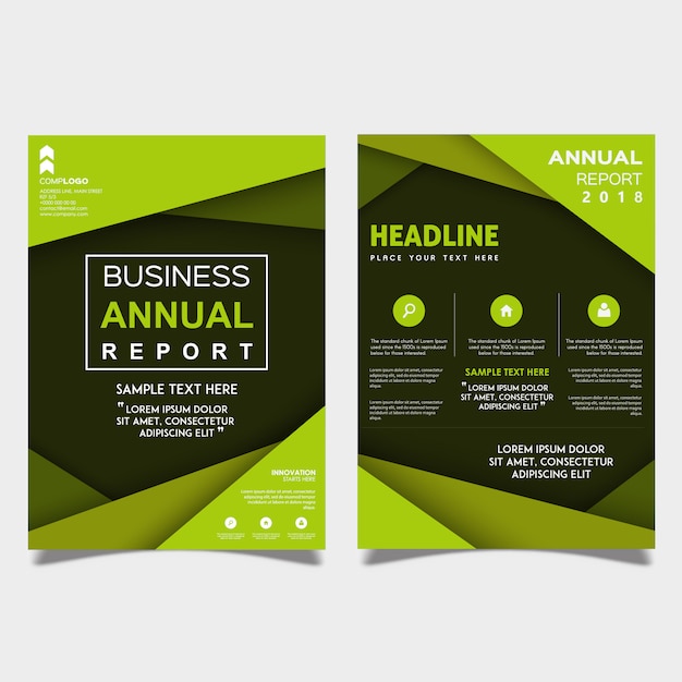 Plantilla de folleto comercial de informe anual de vector