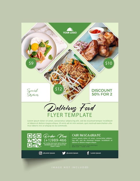 Plantilla de folleto de comida de restaurante moderno