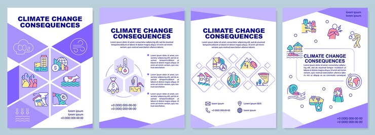 Vector plantilla de folleto de consecuencias del cambio climático