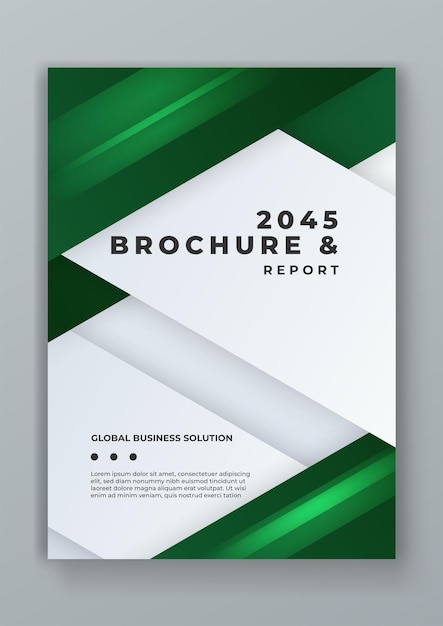 plantilla de folleto corporativo de resumen vectorial verde y blanco con formas para el informe anual y el catálogo de negocios folleto o folleto de revista diseño de plantilla de brochura