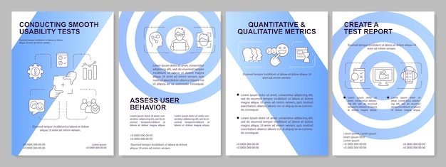 Plantilla de folleto degradado azul del proceso de sesión de prueba de usabilidad