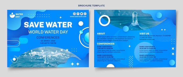 Vector plantilla de folleto del día mundial del agua con degradado