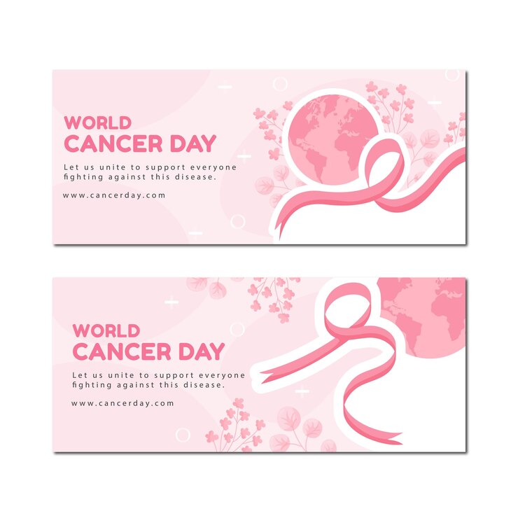 Plantilla y folleto del Día Mundial del Cáncer, diseño de ilustraciones vectoriales