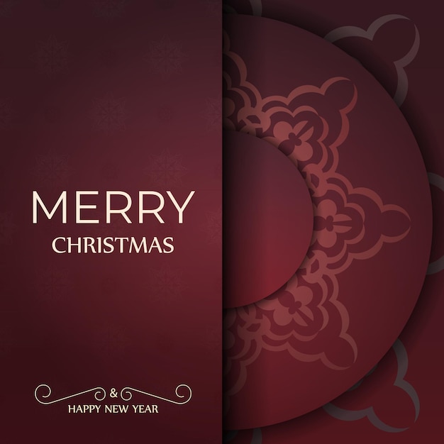 Plantilla de folleto Feliz Navidad y Próspero Año Nuevo Color rojo con adorno abstracto