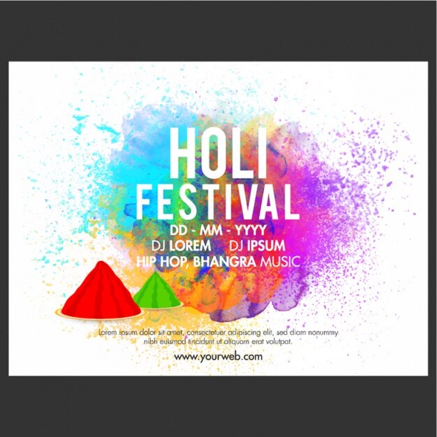 Vector plantilla de folleto para el festival holi