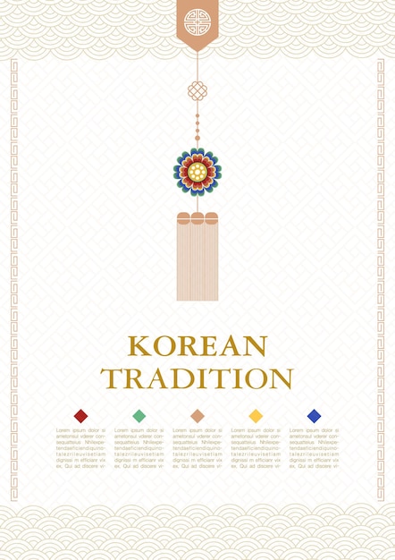 Plantilla con folleto de fondo de patrón de tradición coreana