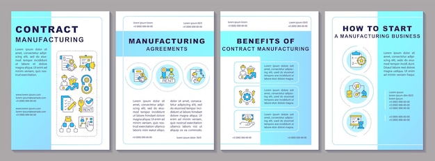 Plantilla de folleto de gradiente azul para el contrato de fabricación