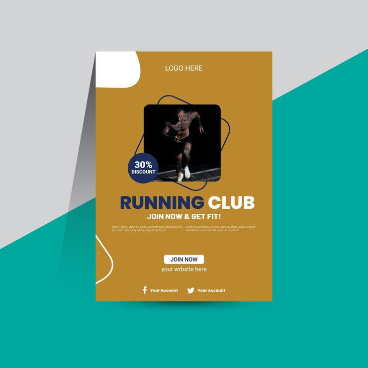 plantilla de folleto de impresión de club correr maratón correr póster