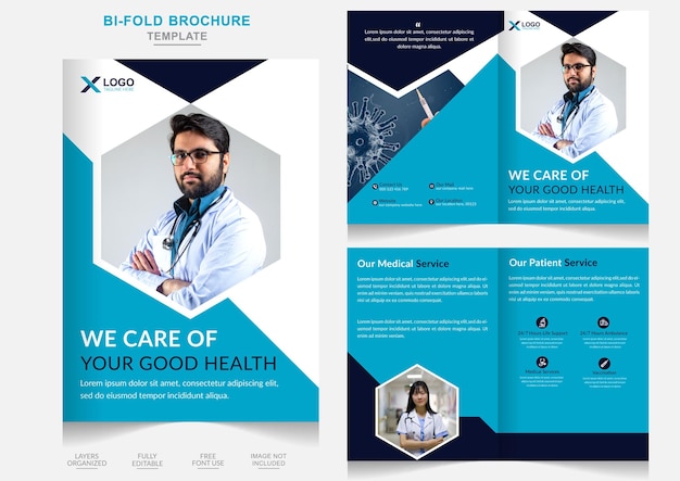 Plantilla de folleto médico creativo páginas interiores y traseras presentación perfil de la empresa