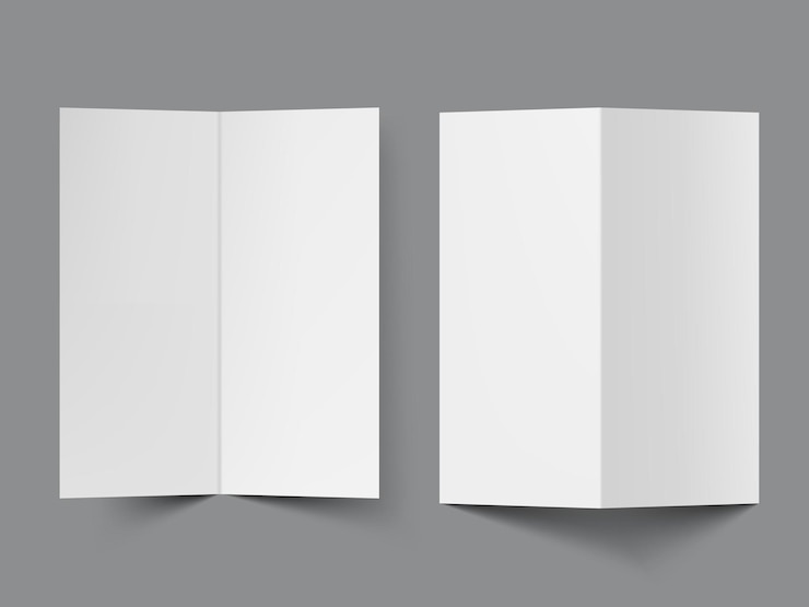 Vector plantilla de folleto medio plegable en blanco para presentación