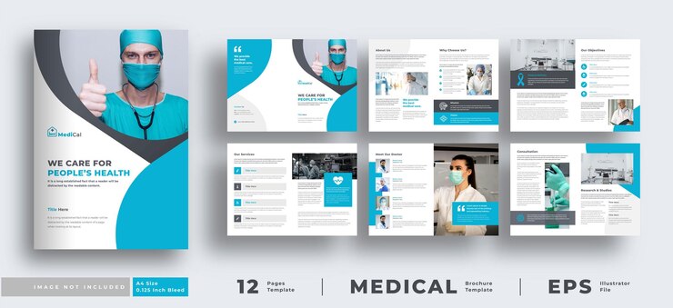 Plantilla de folleto minimalista de diseño de plantilla de folleto de perfil de empresa de atención médica médica