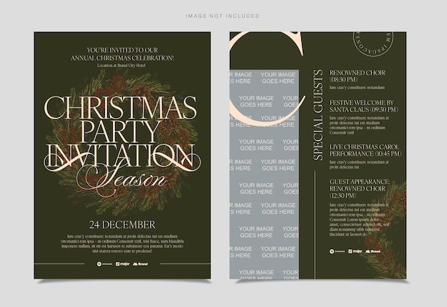 Plantilla de folleto navideño Plantilla de invitación a una fiesta navideña elegante en EPS vectorial