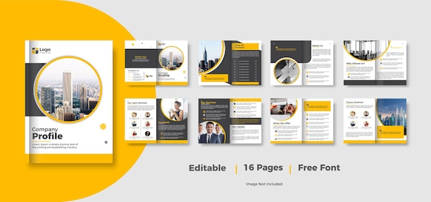 Plantilla de folleto de perfil de empresa Diseño de plantilla de folleto comercial minimalista en forma de color naranja