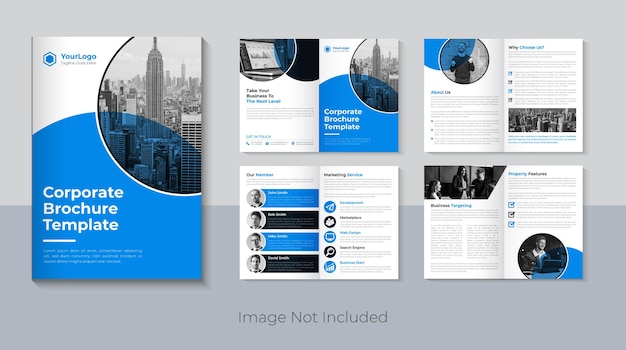 Plantilla de folleto de perfil de empresa moderna diseño de plantilla de folleto comercial de varias páginas Vector Premium