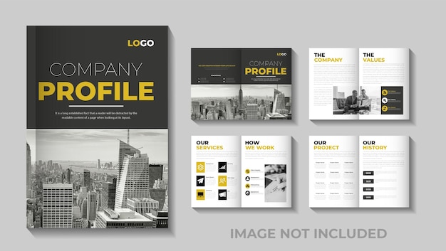 Plantilla de folleto de perfil de empresa plegable comercial