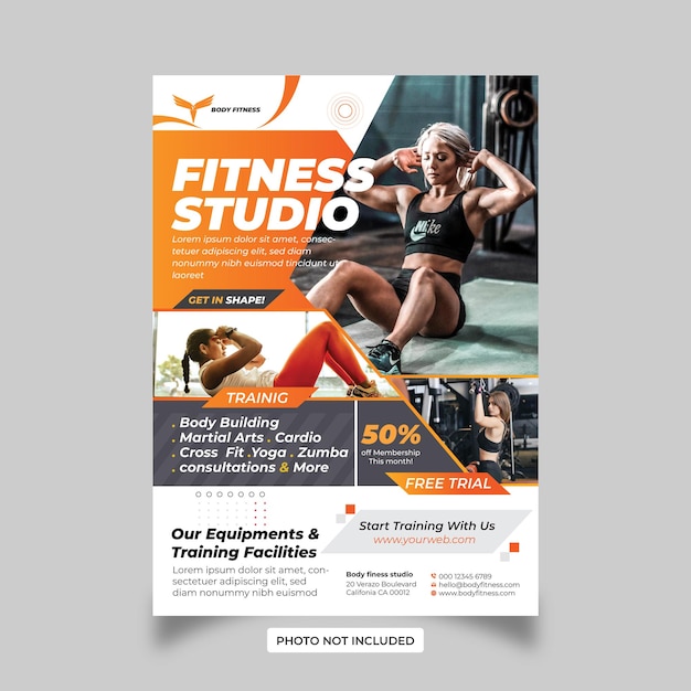 Vector plantilla de folleto y póster de gimnasio fitness