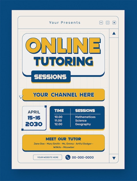 plantilla de folleto de póster de tutoría en línea