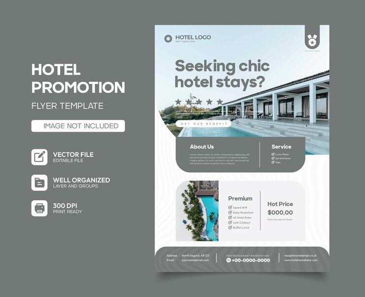 plantilla de folleto publicitario de un hotel de clase