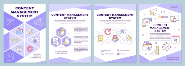 Plantilla de folleto púrpura del sistema de gestión de contenido