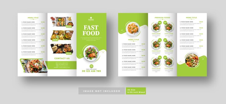 Vector plantilla de folleto trifold de alimentos para restaurantes