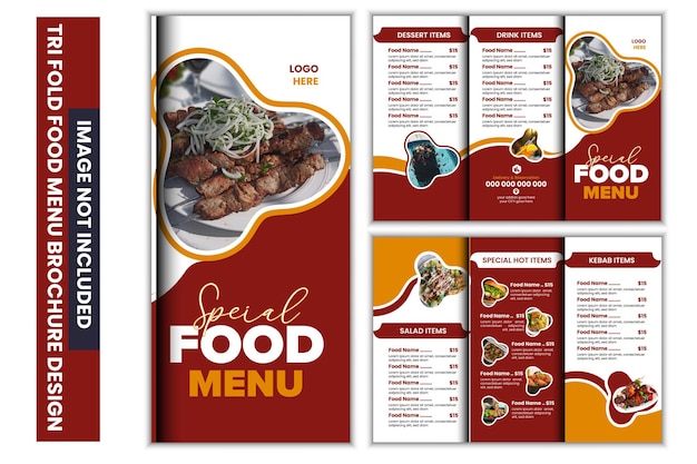 Plantilla de folleto triplo de alimentos folleto de menú de comida rápida para restaurante