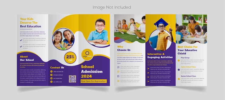 Vector plantilla de folleto tríptico de admisión de regreso a la escuela