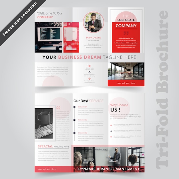 Plantilla de folleto - tríptico corporativo rojo
